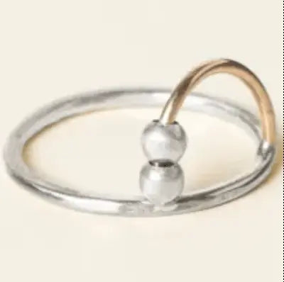 Arc Fidget Ring 14g Sterling Band With 14k Gold - Serenevi