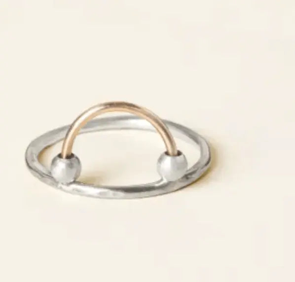 Arc Fidget Ring 14g Sterling Band With 14k Gold - Serenevi