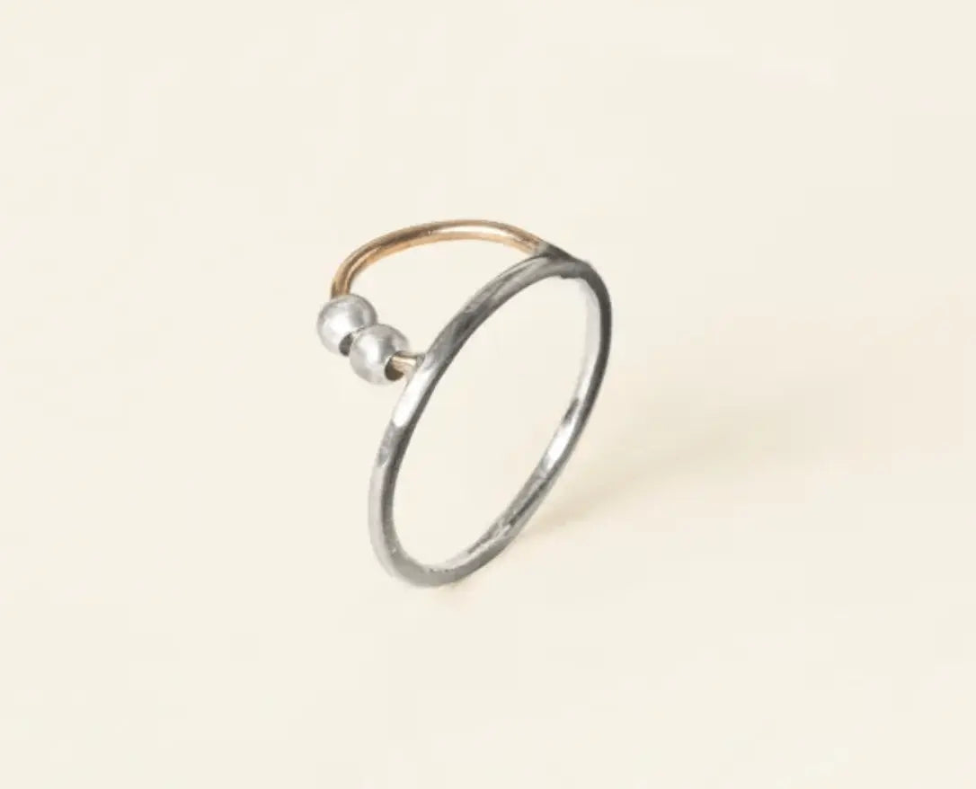 Arc Fidget Ring 14g Sterling Band With 14k Gold - Serenevi