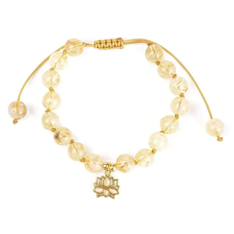 Citrine Mala & Bracelet Set – Hand - Knotted with Lotus Charm for Abundance - Serenity Factory