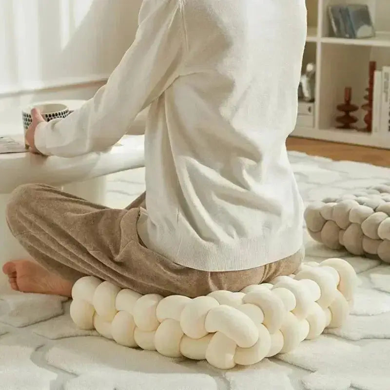 Large Knot Cushion – Plush, hand - tied for Comfy Living (40x40x12 cm / 15.7x 15.7 x4.7") - Serenity Factory US