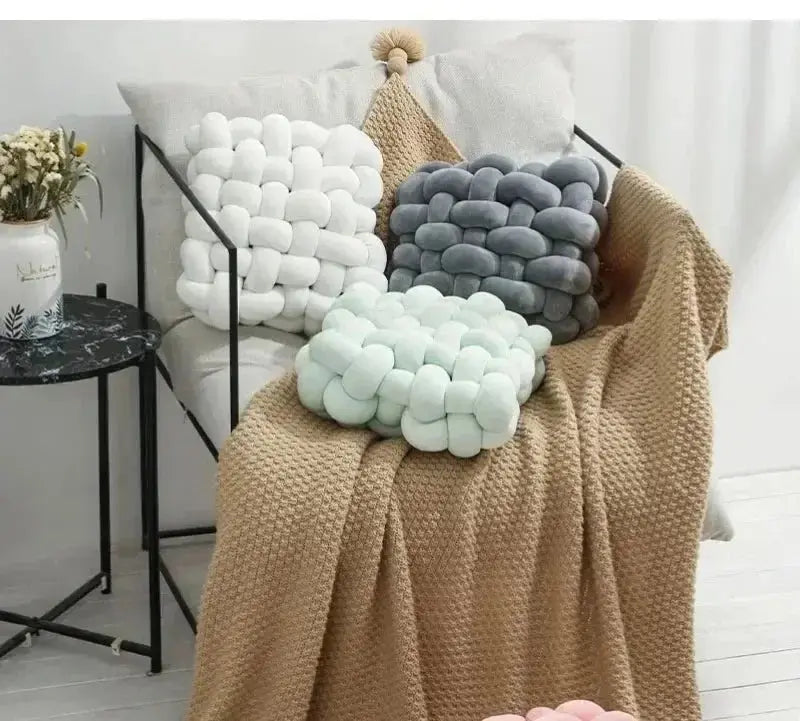 Large Knot Cushion – Plush, hand - tied for Comfy Living (40x40x12 cm / 15.7x 15.7 x4.7") - Serenity Factory US