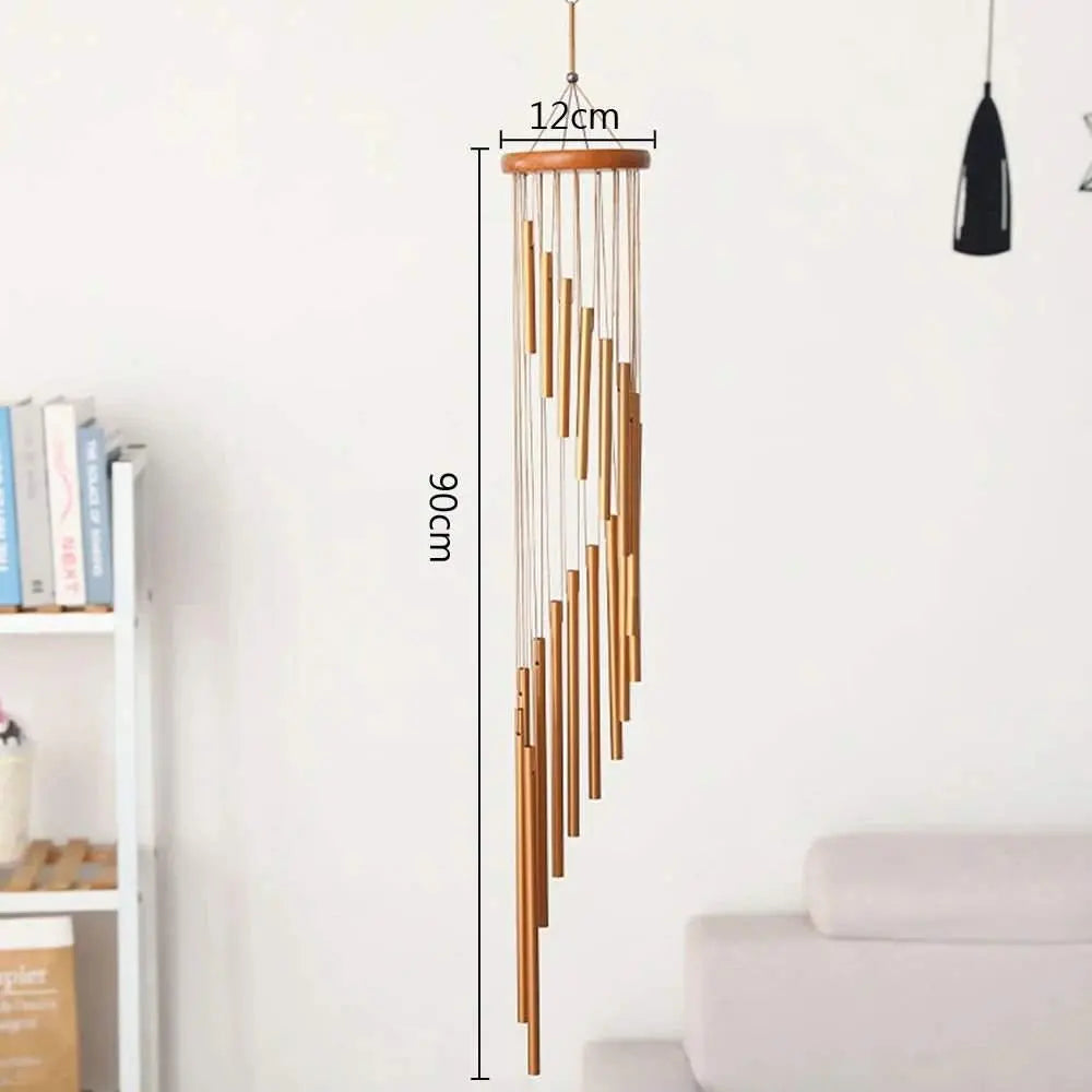 18 - Pipe Serenity Rotating Gold WindChimes – Cascading 35" Tall - Serenity Factory