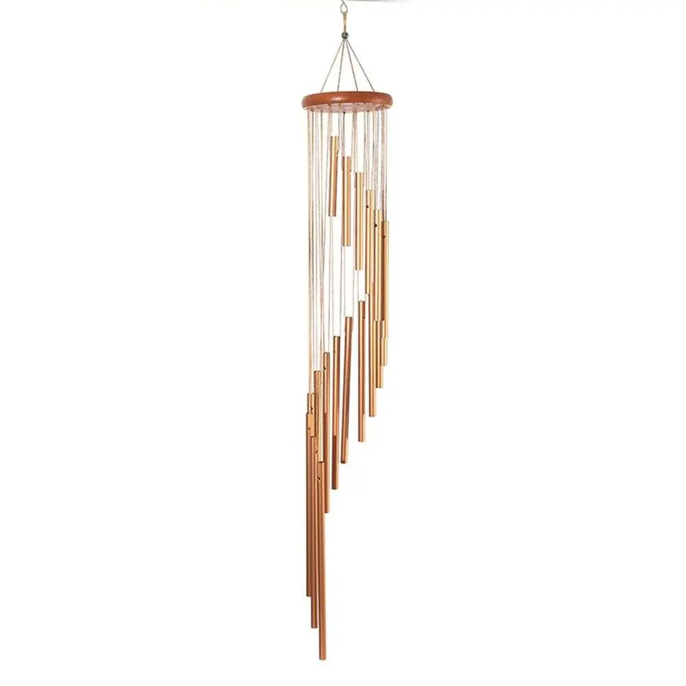 18 - Pipe Serenity Rotating Gold WindChimes – Cascading 35" Tall - Serenity Factory