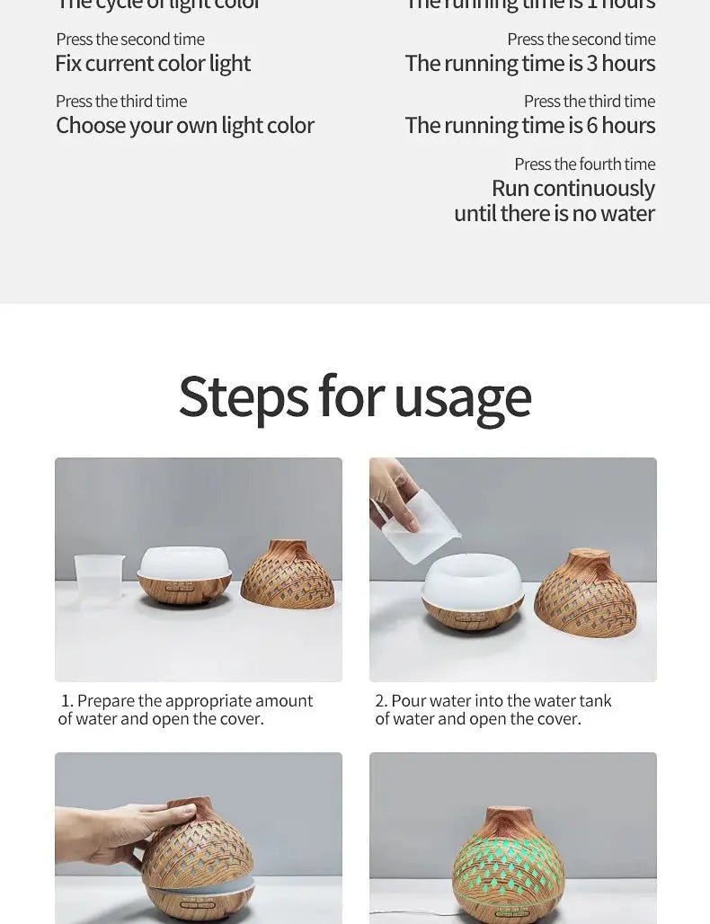 Aromatherapy Diffuser Humidifier with Ultrasonic Technology 500ml. - Serenity Factory