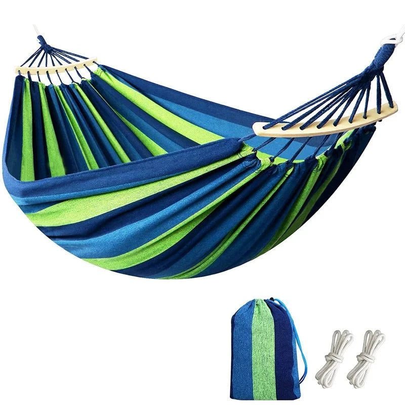 Canvas Hammock – Joyful Stripes and Grounded Stillness - Serenevi