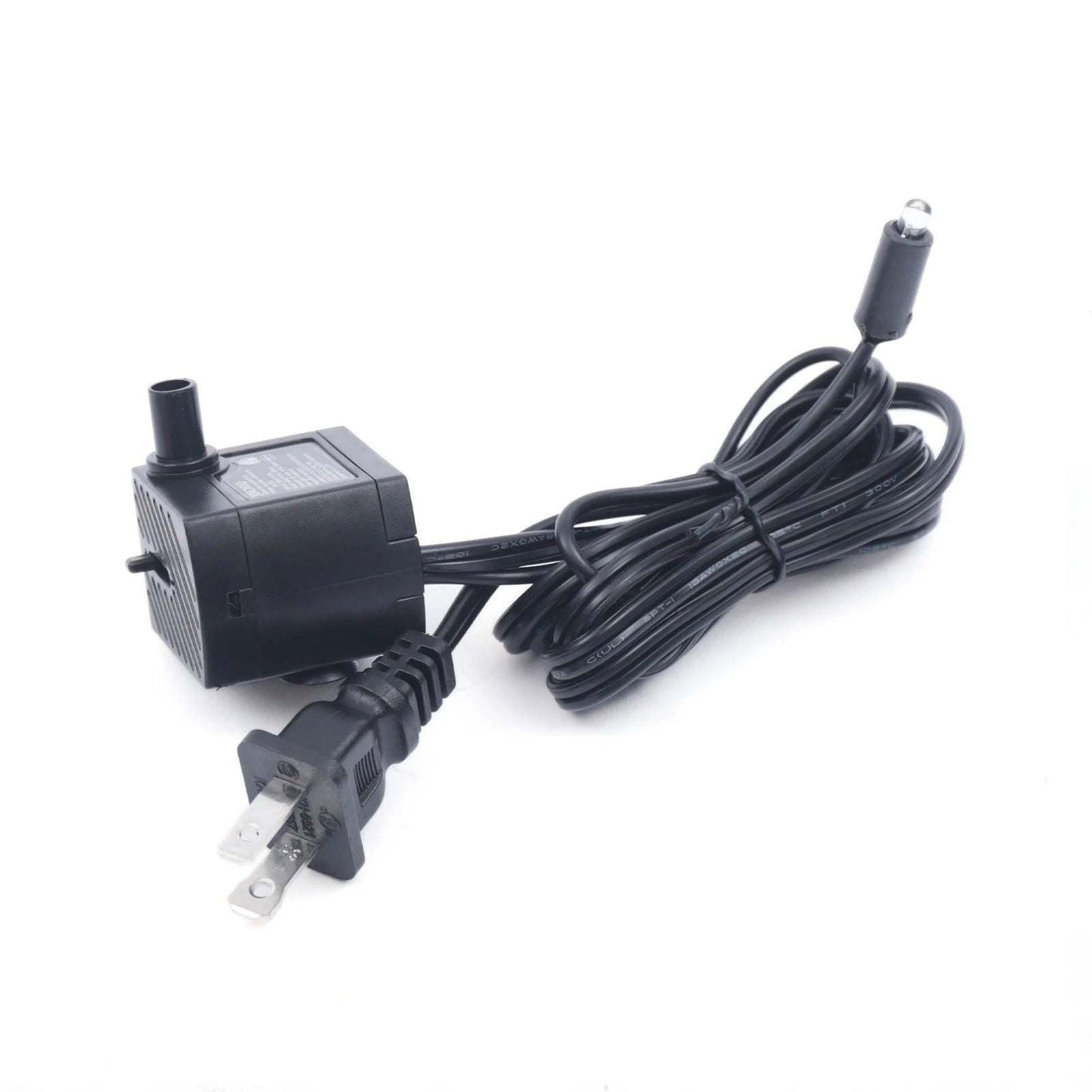 Black electrical power cord for Buddha fountain.