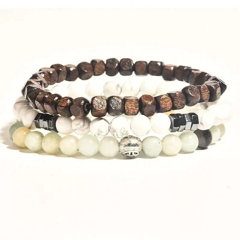 Hematite and Volcanic Rock Bead Bracelet - Serenevi