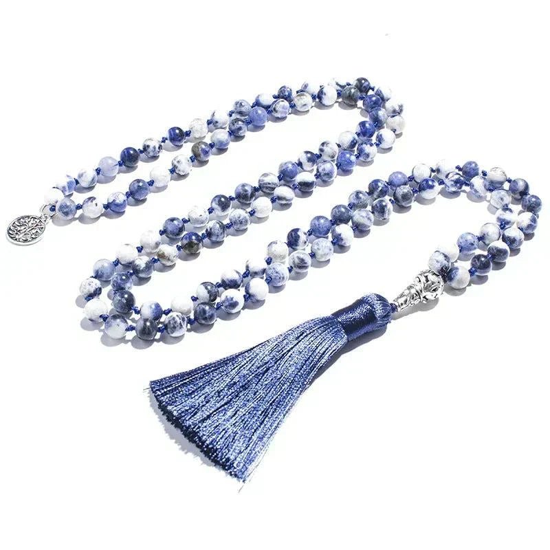 Mala Knotted 108 Blue Sodalite Beads. Mala only or Bracelet Set - Serenevi