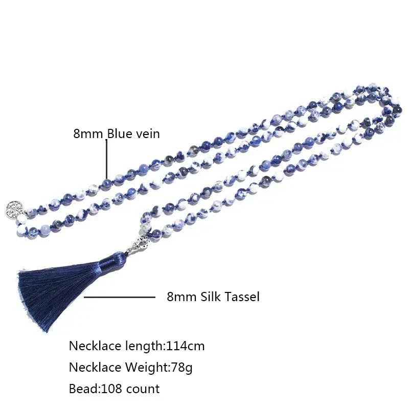 Mala Knotted 108 Blue Sodalite Beads. Mala only or Bracelet Set - Serenevi