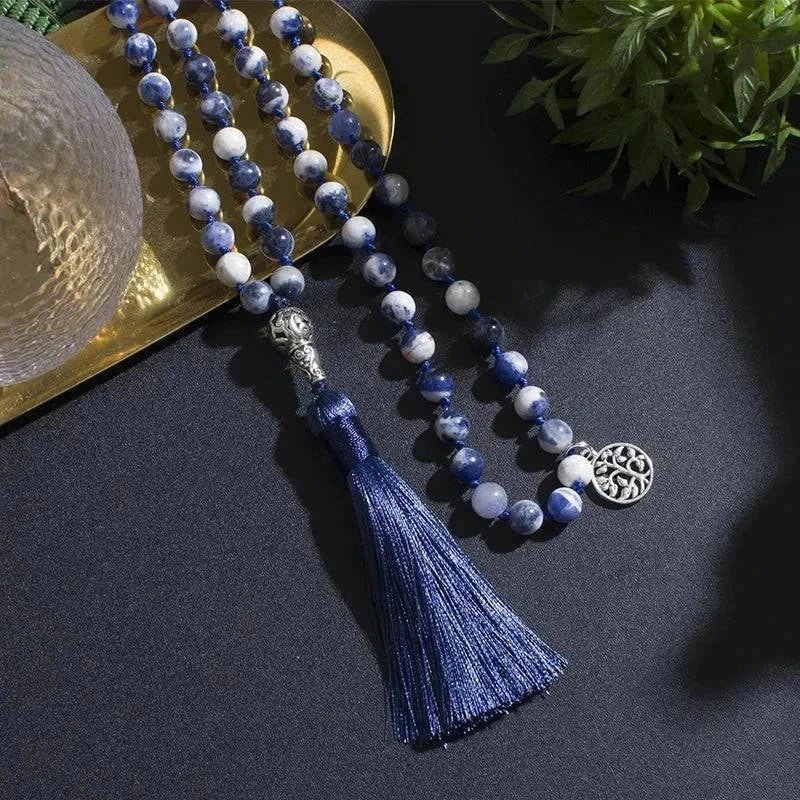 Mala Knotted 108 Blue Sodalite Beads. Mala only or Bracelet Set - Serenevi