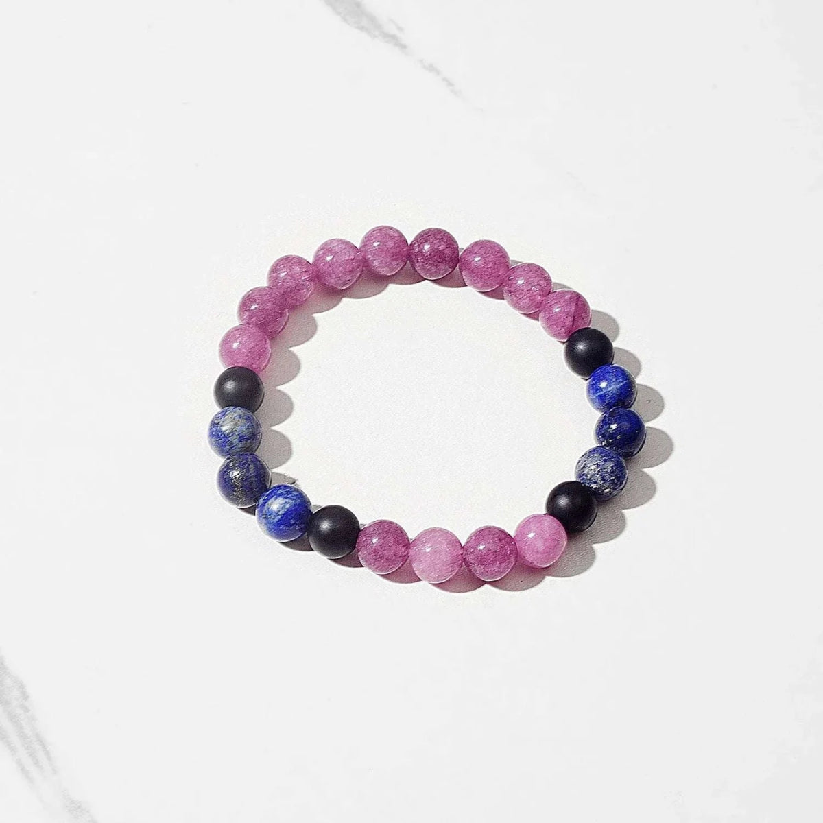 Mala Lepidolite & Lapis Lazuli 108 knotted Beads. Mala or Set with Bracelet. - Serenevi