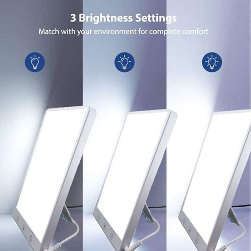 Sun Phototherapy Lamp with 3 brightness settings for SAD therapy.