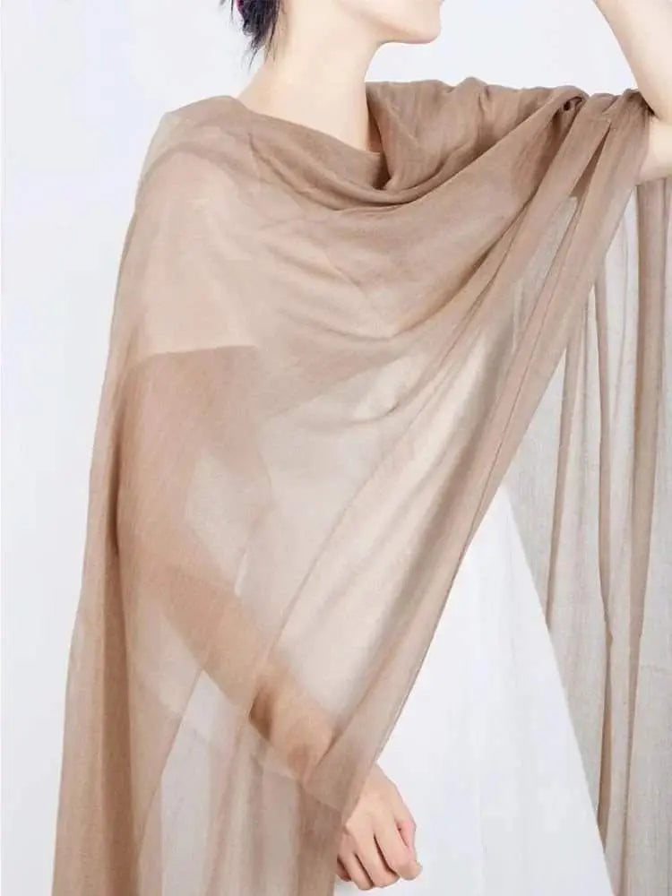 Beige 100% Ring Cashmere Ultra - thin Silky Shawl - Serenity Factory