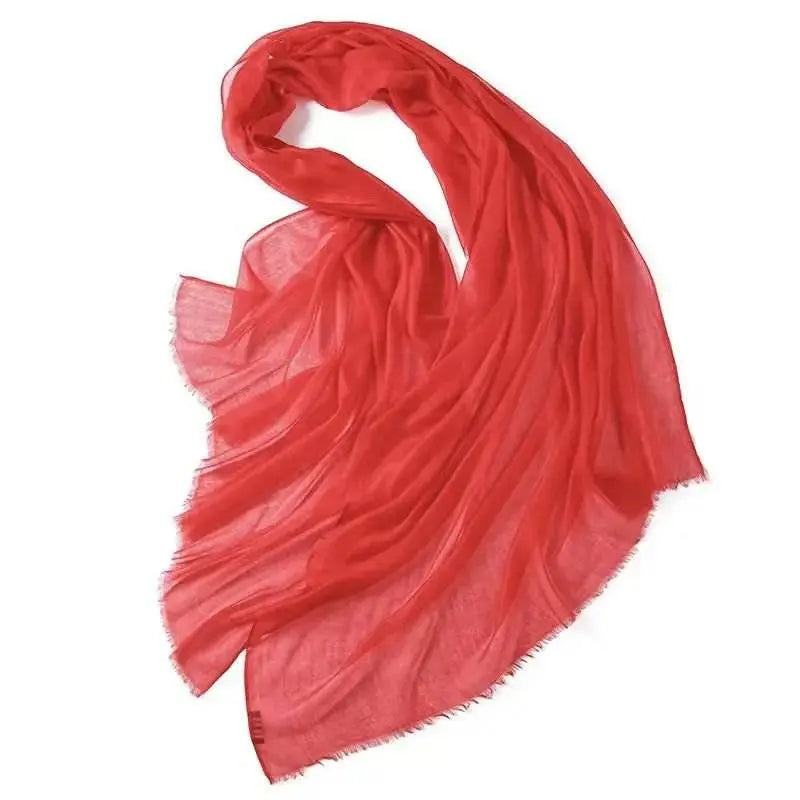 Red 100% Ring Cashmere Ultra - thin Silky Shawl - Serenity Factory