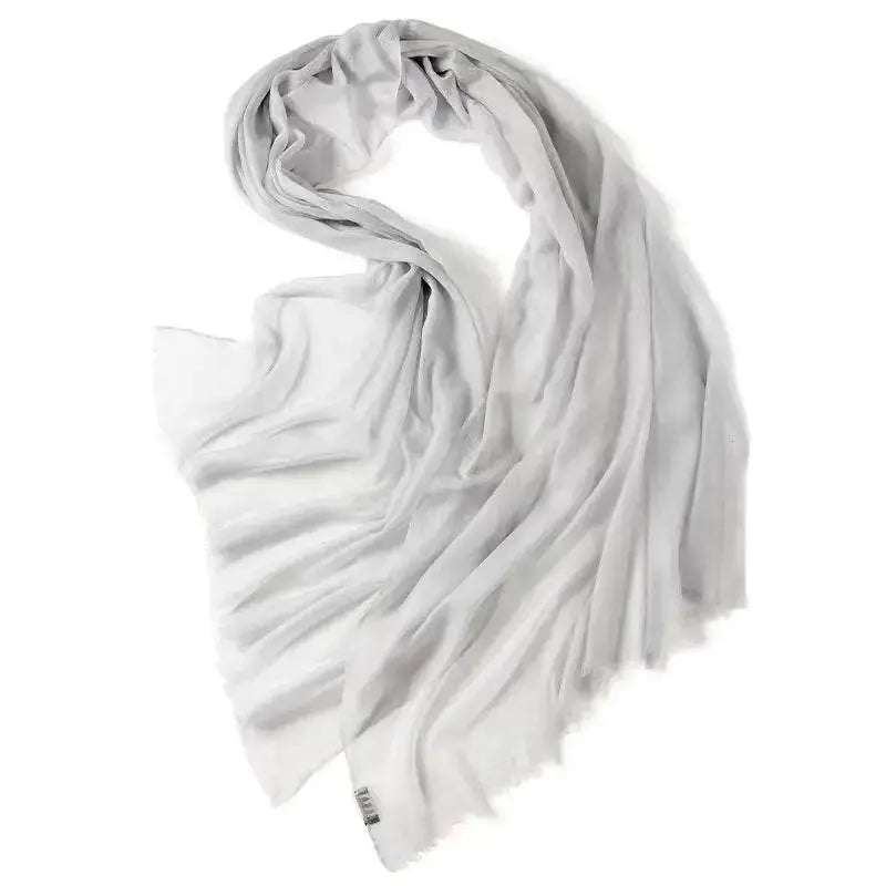 Light grey 100% Ring Cashmere Ultra - thin Silky Shawl - Serenity Factory