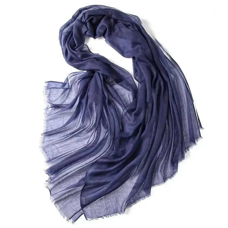 Navy 100% Ring Cashmere Ultra - thin Silky Shawl - Serenity Factory