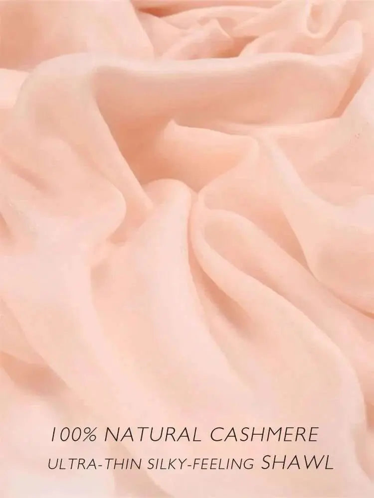 Peach 100% Ring Cashmere Ultra - thin Silky Shawl - Serenity Factory