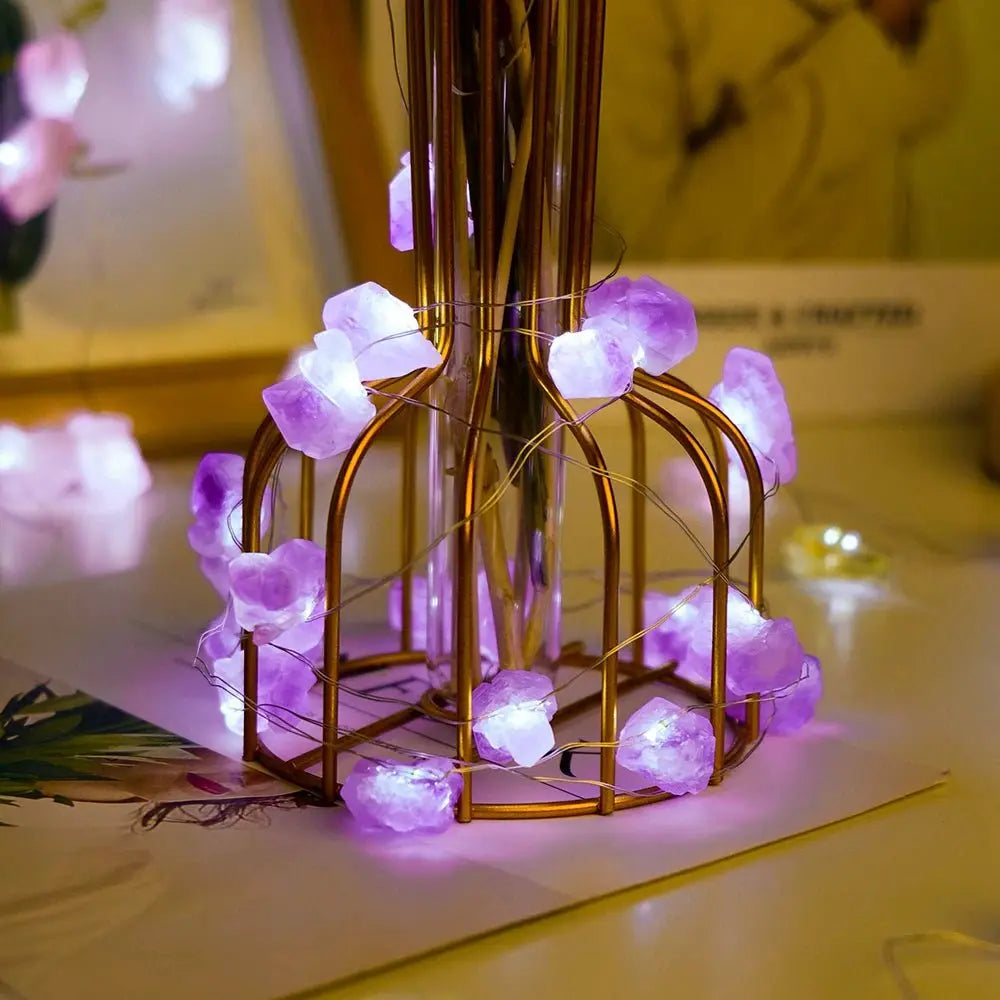 Natural Crystal String Light - 7 stones for joyful lights - Serenity Factory US