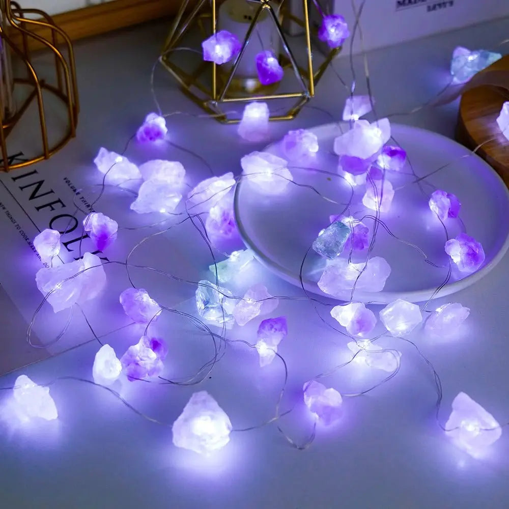 Natural Crystal String Light - 7 stones for joyful lights - Serenity Factory US