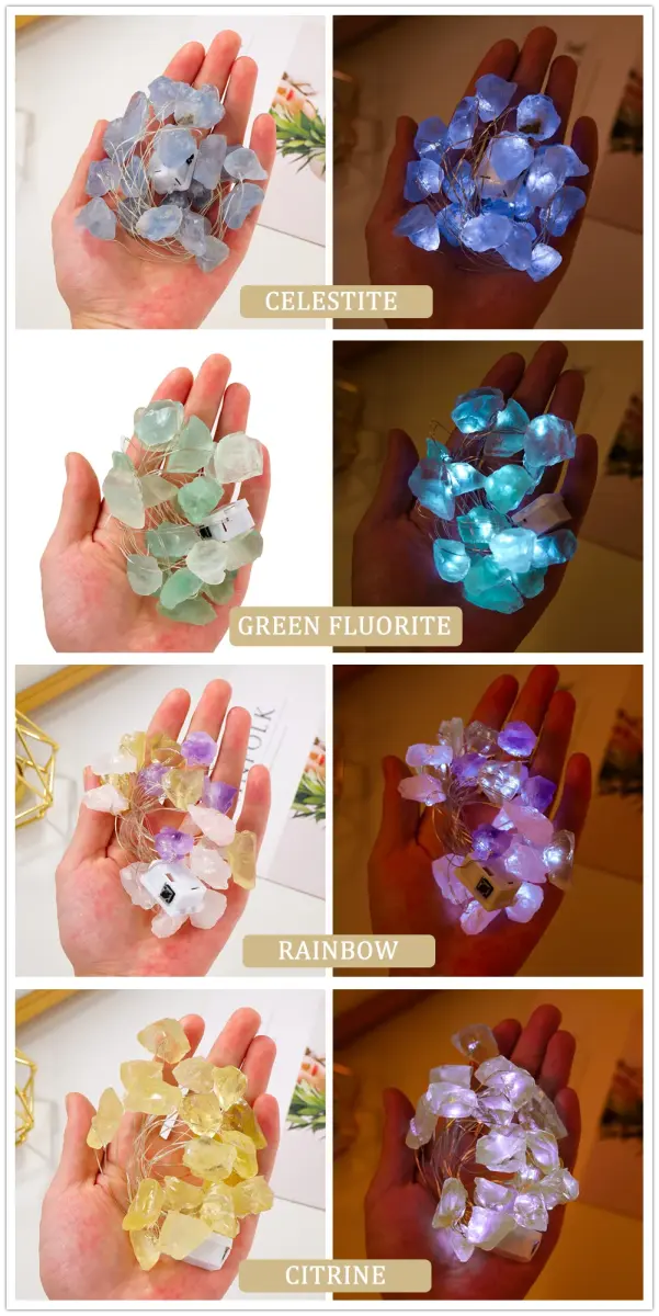 Natural Crystal String Light - 7 stones for joyful lights - Serenity Factory US