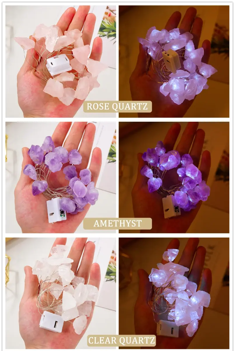 Natural Crystal String Light - 7 stones for joyful lights - Serenity Factory US