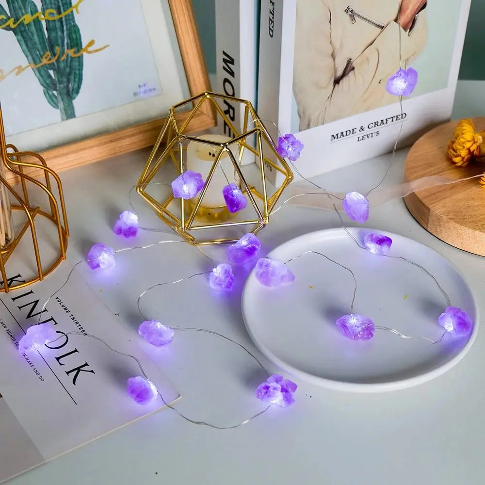 Natural Crystal String Light - 7 stones for joyful lights - Serenity Factory US
