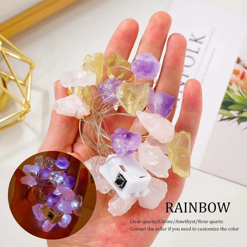 Natural Crystal String Light - 7 stones for joyful lights - Serenity Factory US