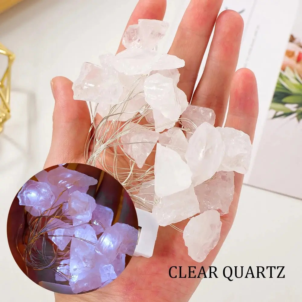 Natural Crystal String Light - 7 stones for joyful lights - Serenity Factory US