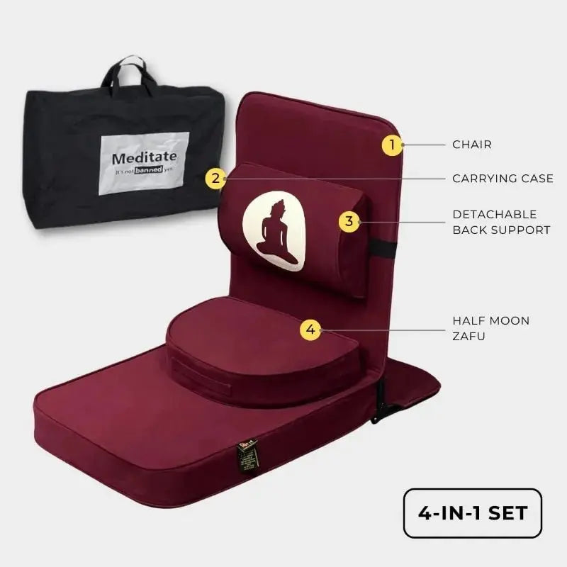 Foldable Meditation Chair with Zafu & Back Support. Free Shipping. - Serenity Factory US