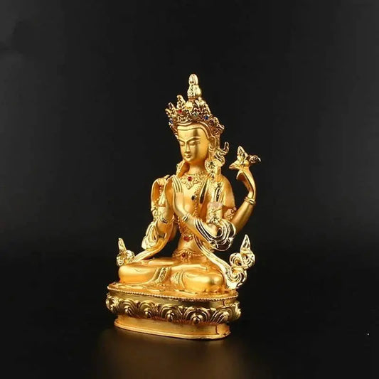 Delicate & Gorgeous 4 - arms Kwan Yin Gold Statue - Serenity Factory