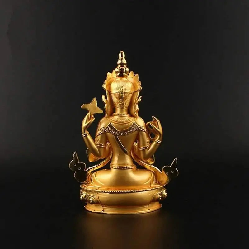 Delicate & Gorgeous 4 - arms Kwan Yin Gold Statue - Serenity Factory