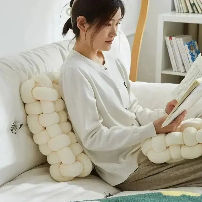 Large Knot Cushion – Plush, hand - tied for Comfy Living (40x40x12 cm / 15.7x 15.7 x4.7") - Serenity Factory US