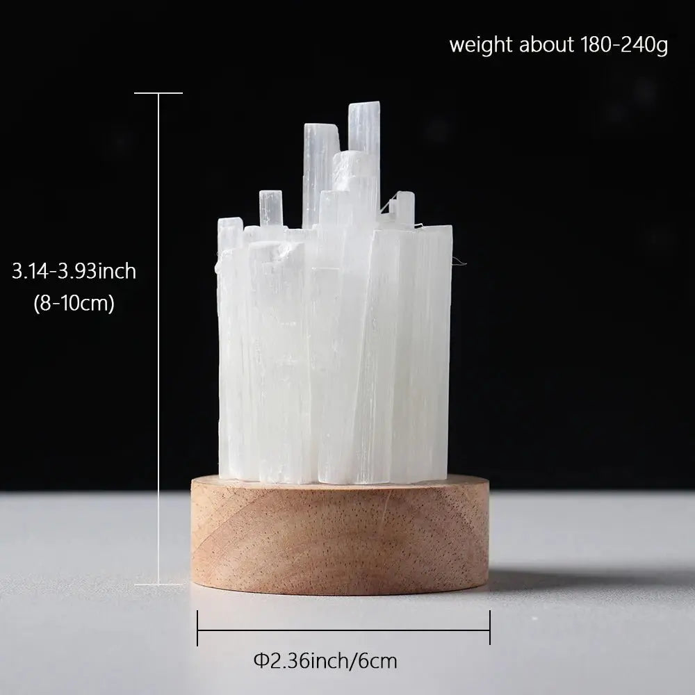 Lamp Natural Selenite for Colorful Nights - Choice of colors - Serenity Factory US
