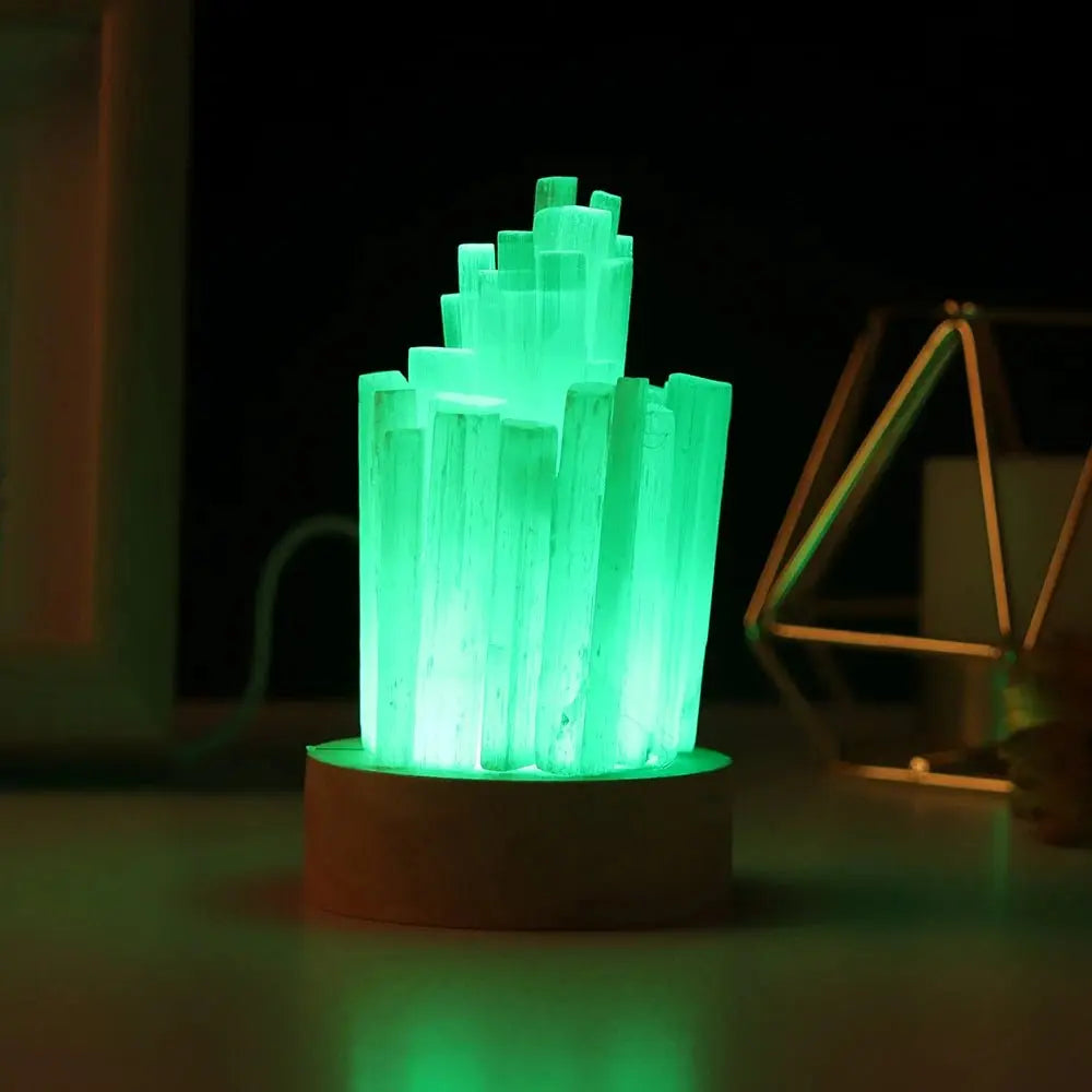Lamp Natural Selenite for Colorful Nights - Choice of colors - Serenity Factory US