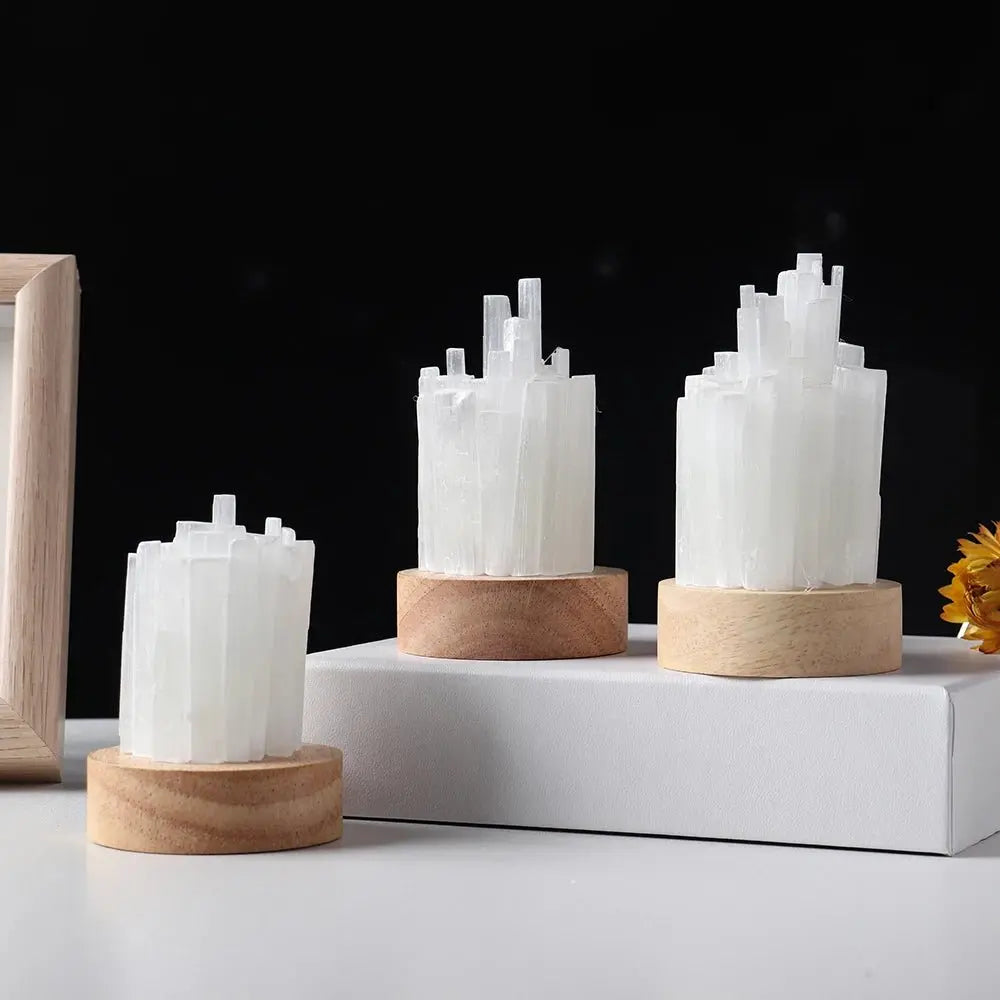 Lamp Natural Selenite for Colorful Nights - Choice of colors - Serenity Factory US