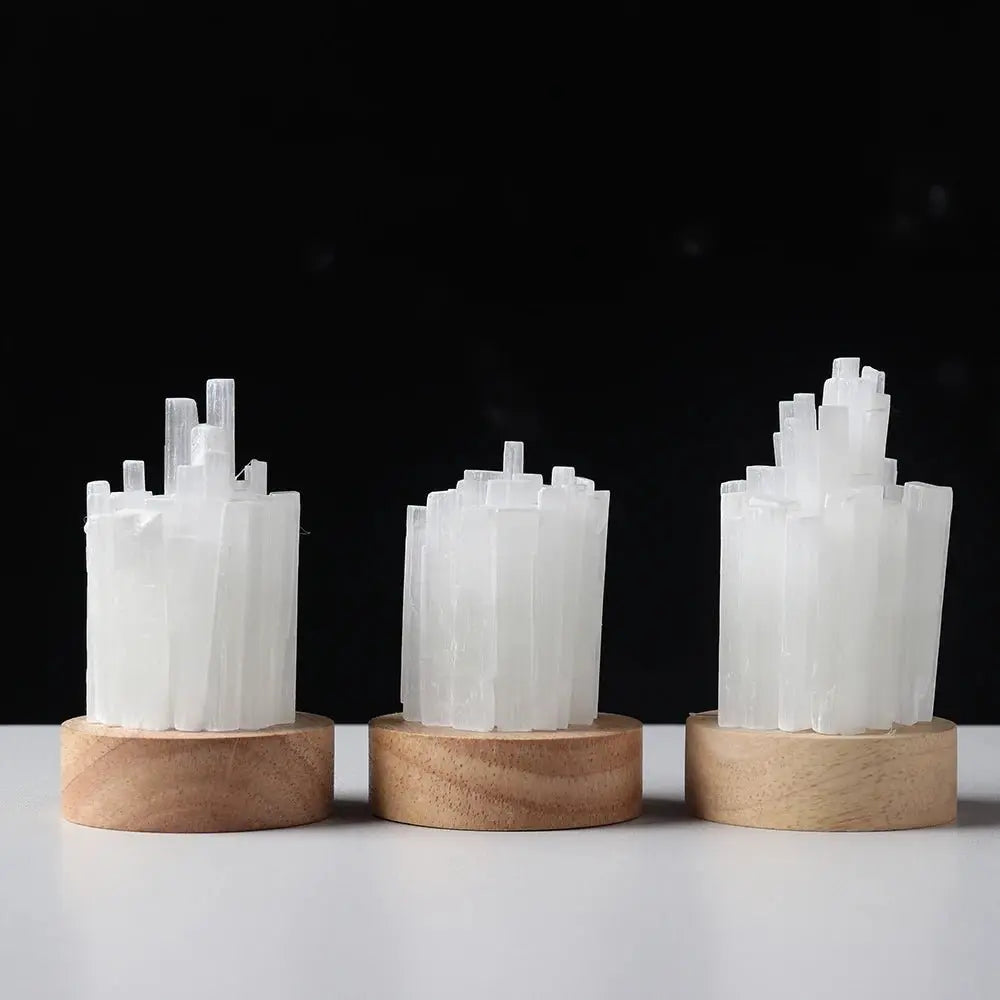 Lamp Natural Selenite for Colorful Nights - Choice of colors - Serenity Factory US