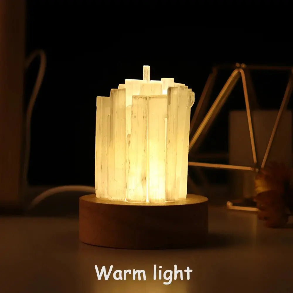 Lamp Natural Selenite for Colorful Nights - Choice of colors - Serenity Factory US