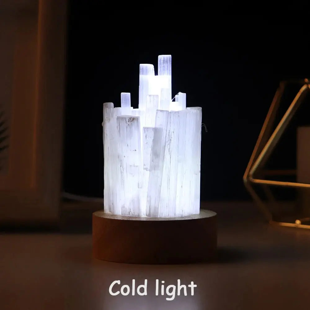Lamp Natural Selenite for Colorful Nights - Choice of colors - Serenity Factory US