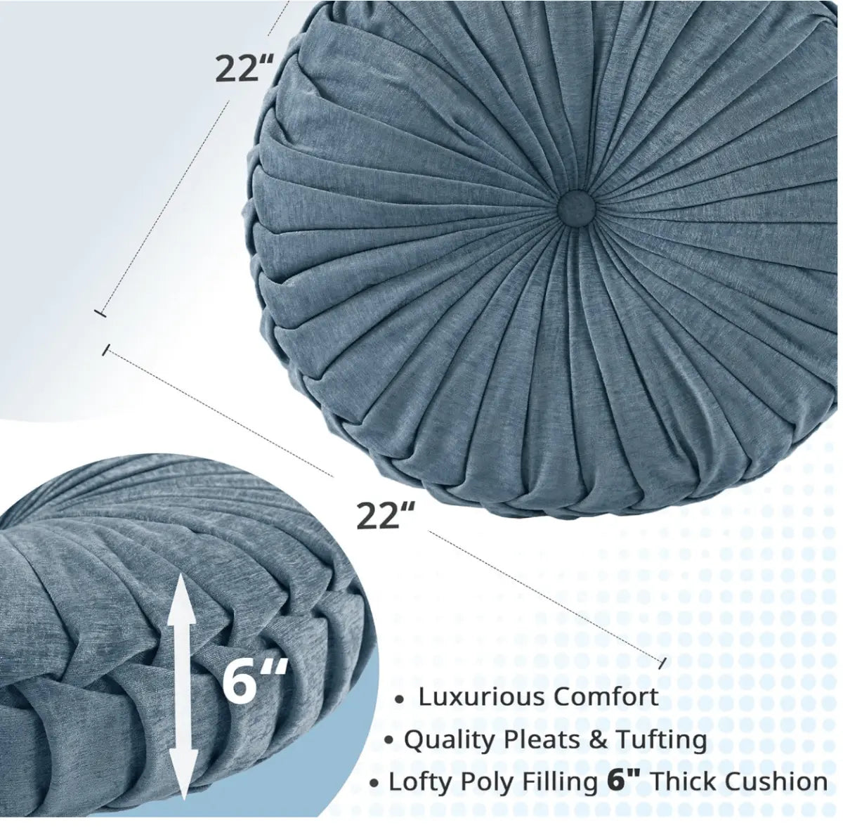 Meditation Floor Cushion Pouf – Round 22" - Serenity Factory US