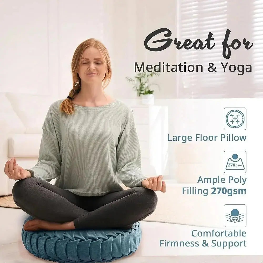 Meditation Floor Cushion Pouf – Round 22" - Serenity Factory US