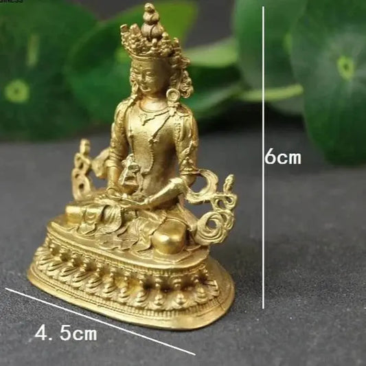 Small Antique Copper Amitayus Buddha Statue - Serenity Factory