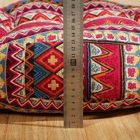 Thick Round meditation cushion - Cotton/Linen Floor Cushion - Serenity Factory