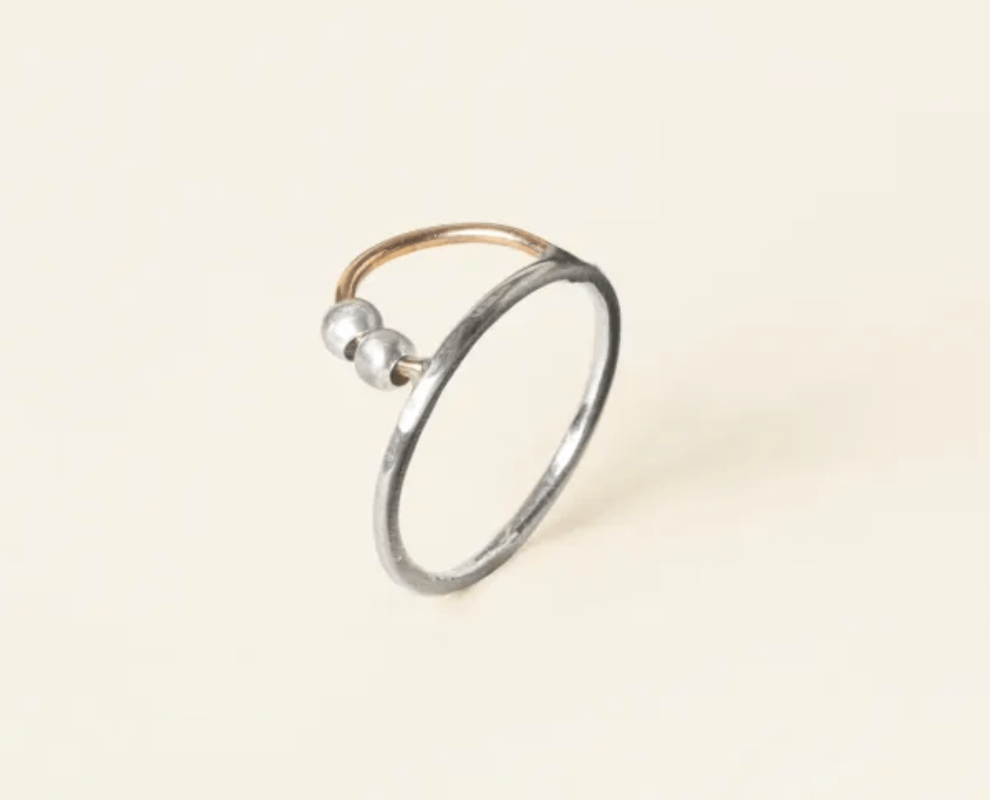 Arc Fidget Ring 14g Sterling Band With 14k Gold - Serenevi