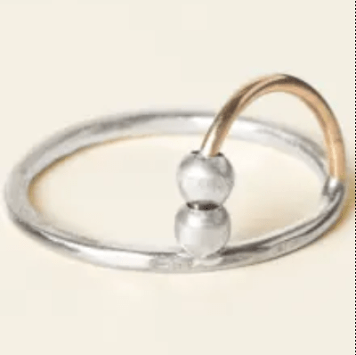 Arc Fidget Ring 14g Sterling Band With 14k Gold - Serenevi