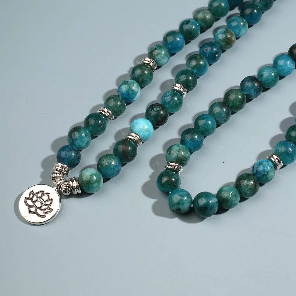 Blue Apatite 108 Mala – Handcrafted - Choice of charms - Serenevi