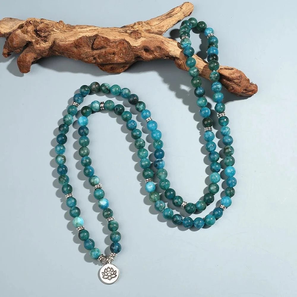 Blue Apatite 108 Mala – Handcrafted - Choice of charms - Serenevi
