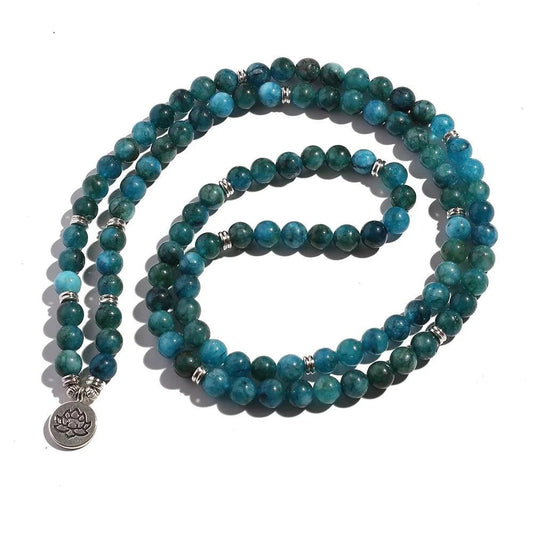 Blue Apatite 108 Mala – Handcrafted - Choice of charms - Serenevi