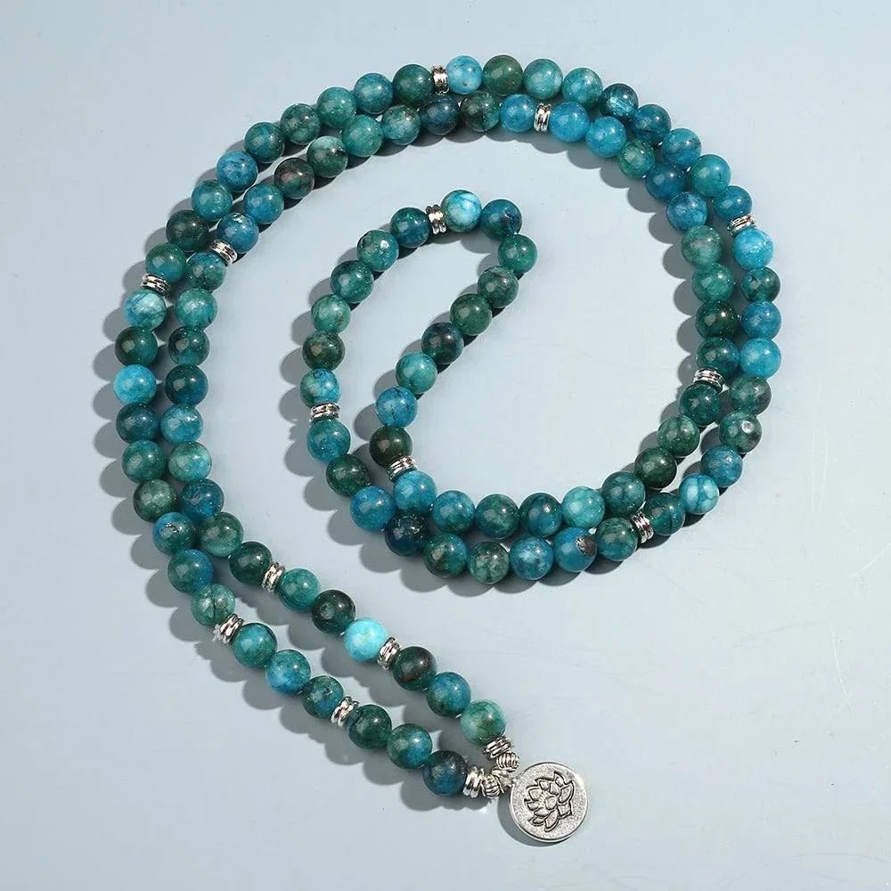 Blue Apatite 108 Mala – Handcrafted - Choice of charms - Serenevi