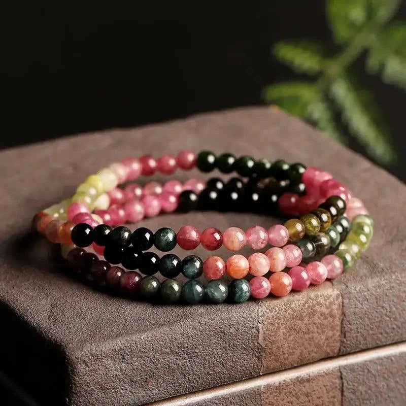 Bracelet de Perles de Bouddha en Tourmaline Brésilienne Naturelle - Serenevi